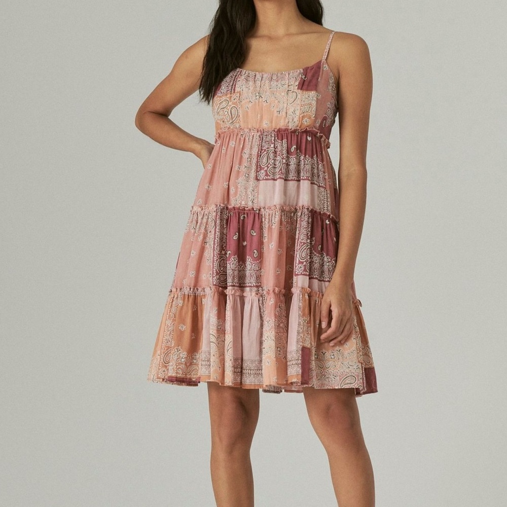Lucky Brand Pink Patchwork Paisley Maxi Dress - Picture 4 of 5